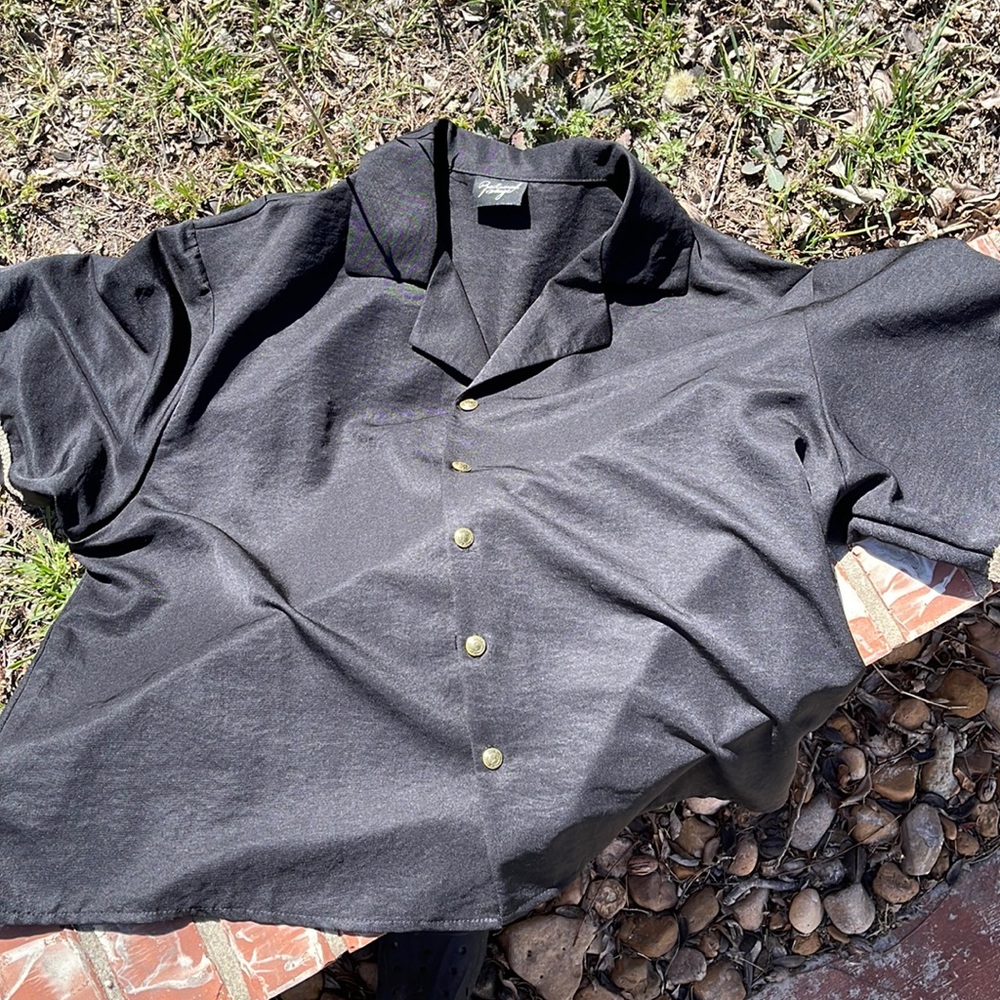 Reclaimed Vintage metallic cropped shirt
